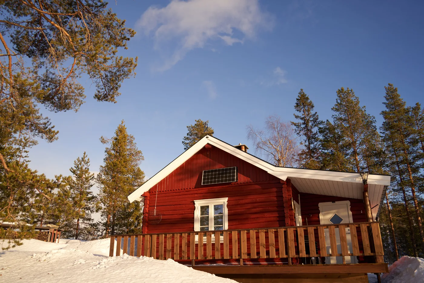 Solar panels powering a rural off-grid property
